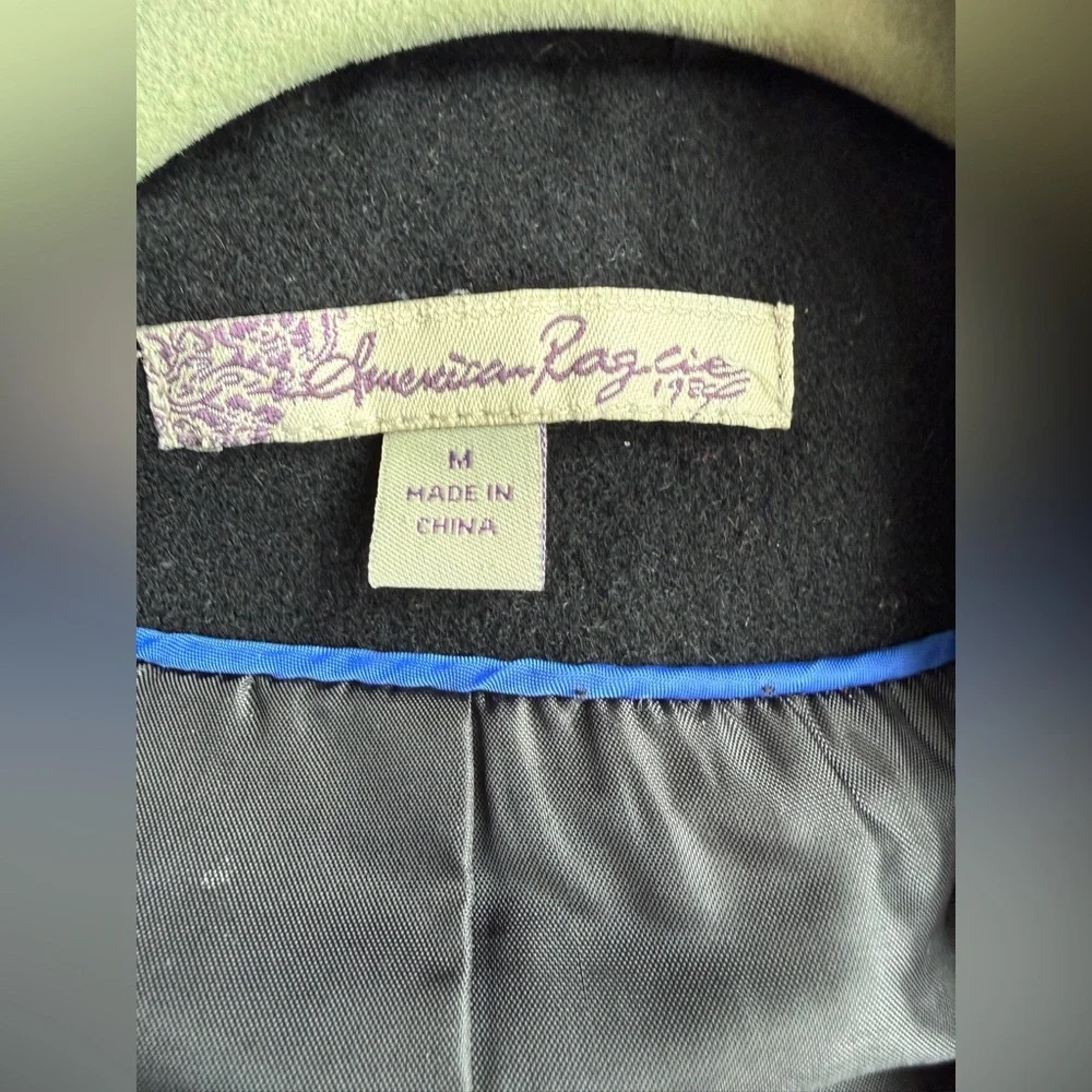 American Rag Cie 1984 Black Wool Blend Pea Coat Sz M